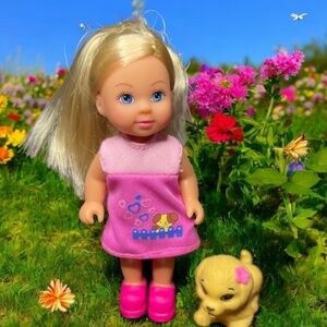 Simba Evi Doll - 5” - with pet puppy